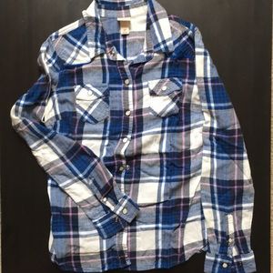 Donated*Mossimo Blue and White Plaid Flannel Shirt